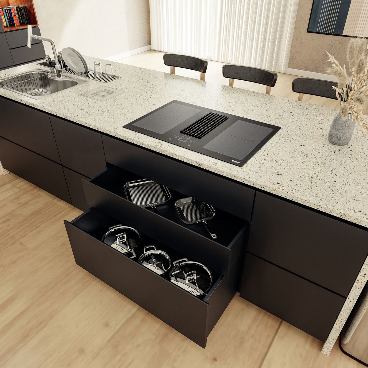 Cooktop por indução Tramontina Duo 4EI 80 com coifa integrada — foto 2